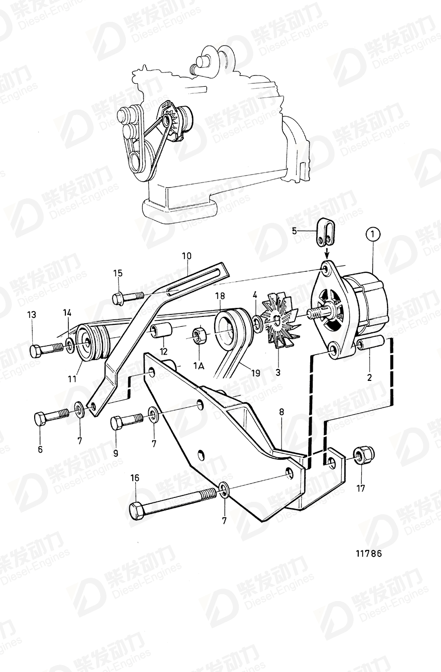 VOLVO Tension pulley 861557 Drawing